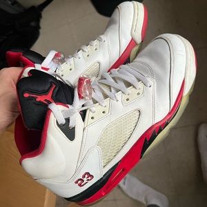Air jordan 5 white and red